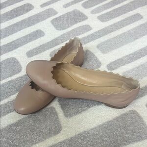 Chloe Beige Scalloped Flats